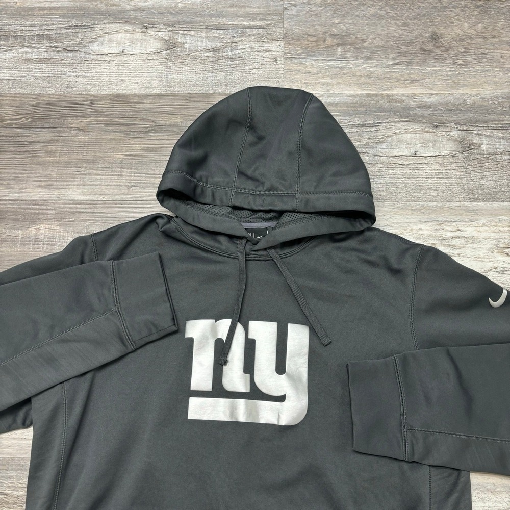 NFL New York Giants Sweatshirt Nike‎ Gray Mens L Mini Swoosh Therma Fit Hoodie
